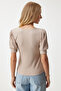 Women's Biscuit Square Neck Balloon Sleeve Knitted Blouse Dd01051 - 4