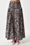 Women's Black Beige Leopard Patterned Flounced Summer Poplin Skirt Ul00026 - 4