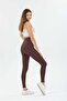 Bitter Brown Extra High Waist Ribbed Sports Tights - 3