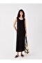 U-Neck Straight Linen Blend Women's Dress