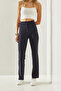 Women Regular Fit Stripe Straight Leg Pants, Navy - 6