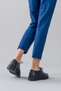 Genuine Leather Navy Blue Lace-Up Oxford Women's Shoes - 4