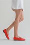 Genuine Leather Red Buckle Women's Flats - 2