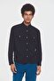 Long Sleeve Shoulder Detailed Men's Shirt Black