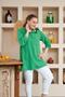 Large Size Green Shirt with Side Slit Detail - 2