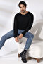 Compact Jersey Lycra Regular Fit Long Sleeve Wrinkled V-neck T-shirt 19698 Black - 3