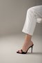 Roux Black Patent Leather 10 Cm Women's Slippers, Heeled Slippers