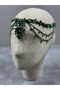 Ahu Model Tasseled Bridal Henna and Wedding Hair Accessories Shuttle Drop Earring Set Green - 4