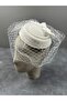 Pearl Detailed Bow Design Bridal Cap Costume Hat White - 2