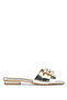 Women's Genuine Leather Gold Flat Slippers