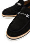 Men's Genuine Leather Black Suede Loafer Shoes - 4