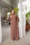 Ankanoor Light Camel Medina Silk Prayer Dress with Shawl - 3