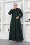 Pleated Robe with Gathered Sleeves Emerald Green - 3