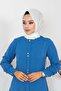 Button Detailed Hijab Tunic Indigo - 2