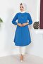 Button Detailed Hijab Tunic Indigo - 3