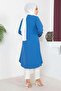 Button Detailed Hijab Tunic Indigo - 4