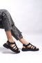 Kunzirn Women's Sandals 0012203 Black Skin - 5