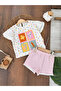 Geometric Patterned Frilled Shorts Stretchy Summer Set for Baby Girls