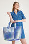 Premium Cotton Woven Women's Colorful Striped Beach Bag / Shoulder Bag