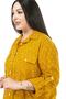 Women's Large Size Anchor Patterned Folded Sleeve Mustard Shirt with Pockets on the Chest - 4
