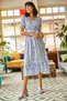 Women's Indigo Buttoned Belted Sleeve Detailed Woven Viscose Dress ELB-19001524 - 4