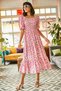Women's Pink Elastic Casual Woven Viscose Dress ELB-19001483 - 5