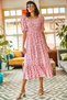 Women's Pink Elastic Casual Woven Viscose Dress ELB-19001483 - 6