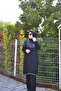 Black Zippered Hijab Tracksuit Set with Silver Sequin Detail - 4