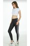 Women's Black Sports White Double Striped Piping Tights 246 - 2