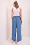 Women's Indigo Elastic Waist Relaxed Cut Aerobin Trousers - 4