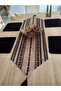 Ethnic Bohemian Patterned Runner & 4 Black Square Plates
