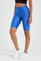 Women's Blue Shiny High Waist Biker Tights - 5