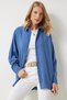 Women's Indigo Blue Oversize Long Linen Ayrobin Shirt To00141 - 7