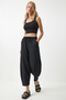 Women's Black Pocketed Linen Viscose Shalwar Trousers CV00001 - 2