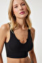 Women's Black Strappy Crop Knitted Blouse OW00030 - 2