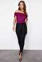 Mürdüm Carmen Yaka Örme Tül Body TPRSS24BD00021 - 3