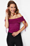 Mürdüm Carmen Yaka Örme Tül Body TPRSS24BD00021 - 2