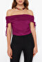 Mürdüm Carmen Yaka Örme Tül Body TPRSS24BD00021 - 4