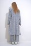Women's Anthracite Padded Shoulders Crew Neck Blouse Trousers and Cardigan Fine Knit Set ALC-X4710 - 8