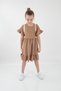 SHORT SLEEVE FIFRFIR AND BUTTON DETAIL GIRL'S DRESS WITH BAG