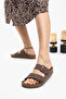 Women's Arizona Brown Double Buckle Slippers - 2