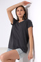 Casual V-Neck Short Sleeve T-Shirt 19410 ANTHRACYTMELANJ - 3