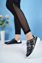 Black - Women's Strappy Sneaker Shoes - 3