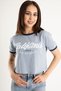 Women's Blue California Printed Crop T-shirt
