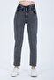 Anthracite Elastic Waist Button Detailed Mom Jean Jeans - 2