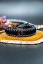 Black Patterned Bracelet with Hematite and Agate Stones - 6