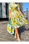 Women's Premium Quality Flounced Waist-Sitting Yellow Floral Dress - 2