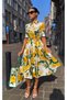 Women's Premium Quality Flounced Waist-Sitting Yellow Floral Dress - 5