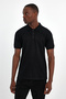 Men's Slim Fit 3-Piece Black Non-Stretch Cotton Polo Collar T-Shirt - 4