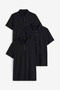 Men's Slim Fit 3-Piece Black Non-Stretch Cotton Polo Collar T-Shirt
